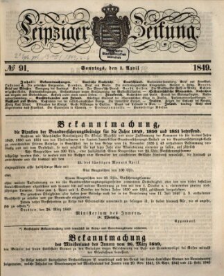 Leipziger Zeitung Sonntag 1. April 1849