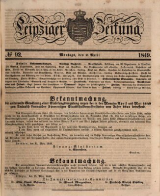 Leipziger Zeitung Montag 2. April 1849