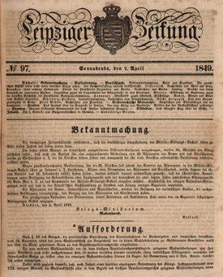 Leipziger Zeitung Samstag 7. April 1849