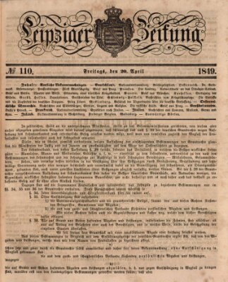 Leipziger Zeitung Freitag 20. April 1849