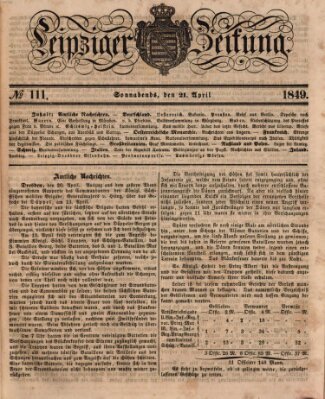 Leipziger Zeitung Samstag 21. April 1849