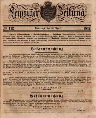 Leipziger Zeitung Sonntag 22. April 1849