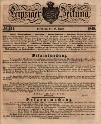 Leipziger Zeitung Dienstag 24. April 1849