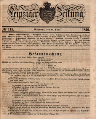 Leipziger Zeitung Mittwoch 25. April 1849