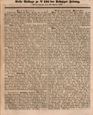 Leipziger Zeitung Donnerstag 26. April 1849