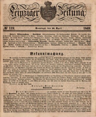 Leipziger Zeitung Sonntag 29. April 1849