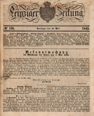 Leipziger Zeitung Freitag 18. Mai 1849