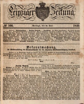 Leipziger Zeitung Freitag 15. Juni 1849