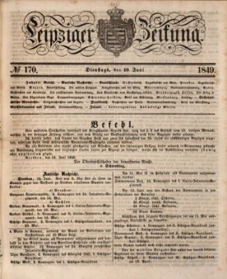 Leipziger Zeitung Dienstag 19. Juni 1849