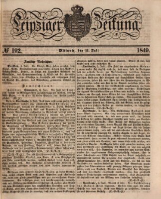 Leipziger Zeitung Mittwoch 11. Juli 1849