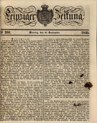 Leipziger Zeitung Montag 17. September 1849