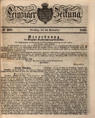 Leipziger Zeitung Dienstag 25. September 1849