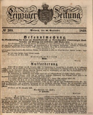 Leipziger Zeitung Mittwoch 26. September 1849