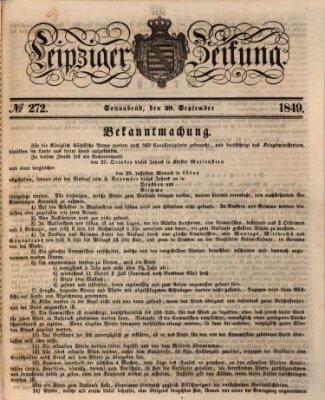 Leipziger Zeitung Samstag 29. September 1849