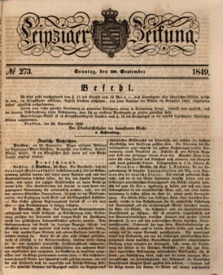 Leipziger Zeitung Sonntag 30. September 1849