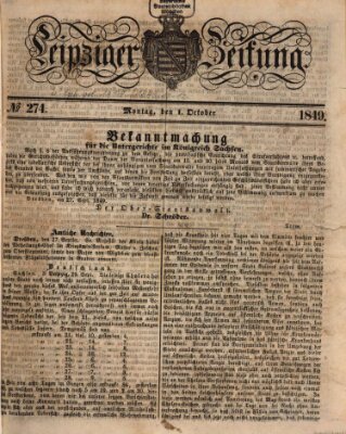 Leipziger Zeitung Montag 1. Oktober 1849