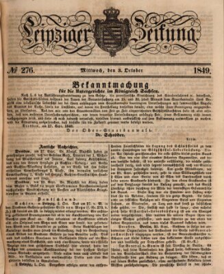 Leipziger Zeitung Mittwoch 3. Oktober 1849