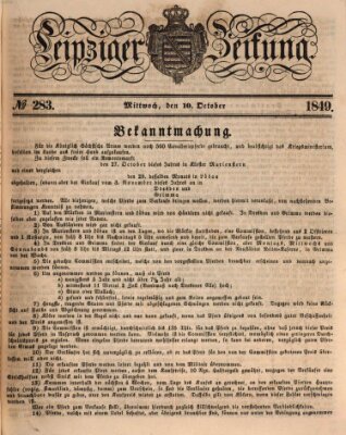 Leipziger Zeitung Mittwoch 10. Oktober 1849