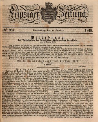 Leipziger Zeitung Donnerstag 11. Oktober 1849