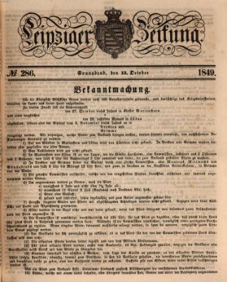 Leipziger Zeitung Samstag 13. Oktober 1849