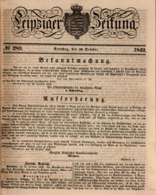 Leipziger Zeitung Dienstag 16. Oktober 1849