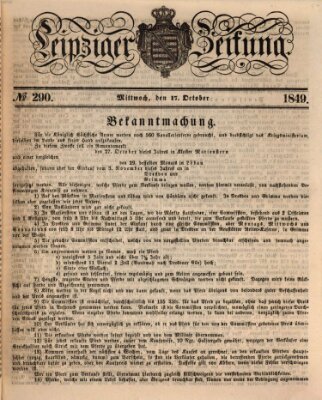 Leipziger Zeitung Mittwoch 17. Oktober 1849