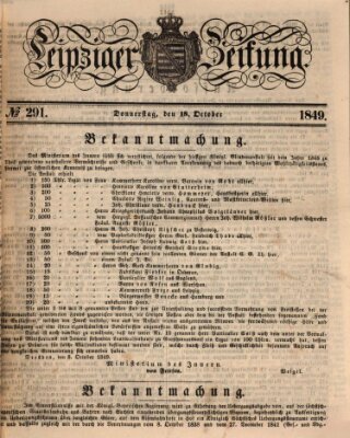 Leipziger Zeitung Donnerstag 18. Oktober 1849