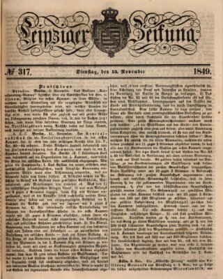 Leipziger Zeitung Dienstag 13. November 1849