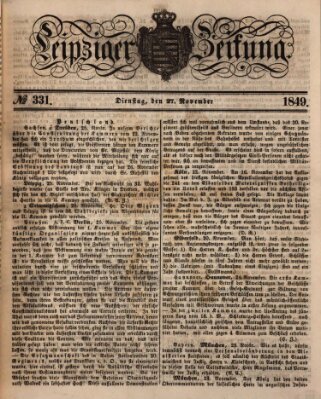 Leipziger Zeitung Dienstag 27. November 1849