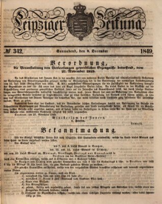 Leipziger Zeitung Samstag 8. Dezember 1849