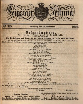 Leipziger Zeitung Dienstag 11. Dezember 1849