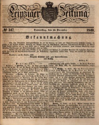 Leipziger Zeitung Donnerstag 13. Dezember 1849