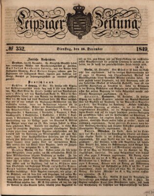 Leipziger Zeitung Dienstag 18. Dezember 1849