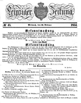 Leipziger Zeitung Mittwoch 22. Februar 1854