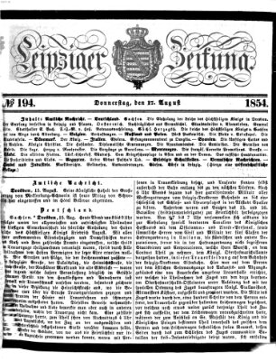 Leipziger Zeitung Donnerstag 17. August 1854