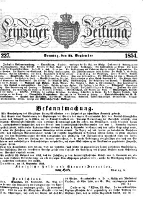 Leipziger Zeitung Sonntag 24. September 1854