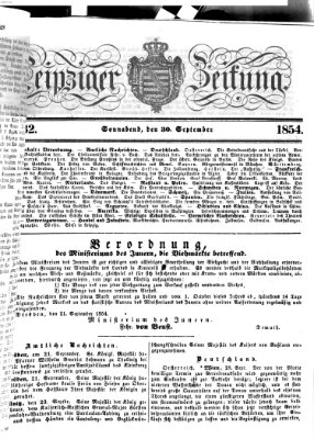 Leipziger Zeitung Samstag 30. September 1854