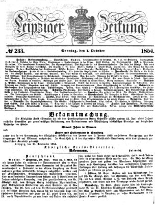 Leipziger Zeitung Sonntag 1. Oktober 1854