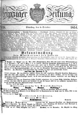 Leipziger Zeitung Dienstag 3. Oktober 1854