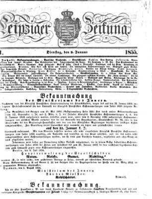 Leipziger Zeitung Dienstag 2. Januar 1855