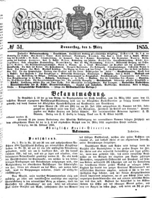 Leipziger Zeitung Donnerstag 1. März 1855