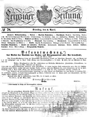 Leipziger Zeitung Dienstag 3. April 1855