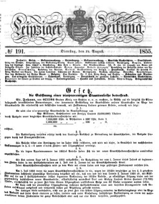 Leipziger Zeitung Dienstag 14. August 1855