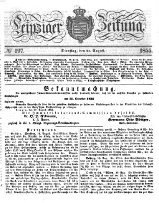 Leipziger Zeitung Dienstag 21. August 1855