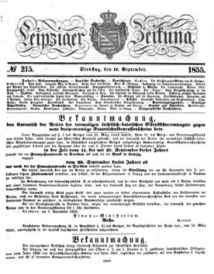 Leipziger Zeitung Dienstag 11. September 1855