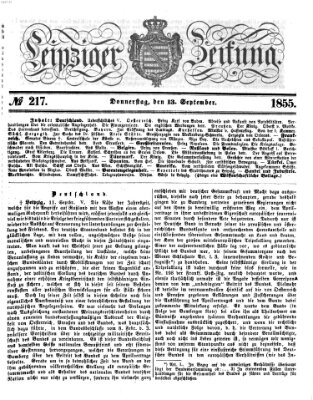 Leipziger Zeitung Donnerstag 13. September 1855