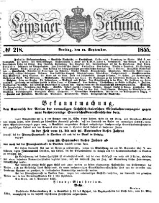 Leipziger Zeitung Freitag 14. September 1855