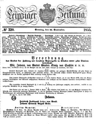 Leipziger Zeitung Sonntag 16. September 1855