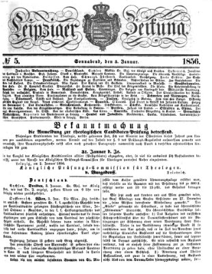 Leipziger Zeitung Samstag 5. Januar 1856