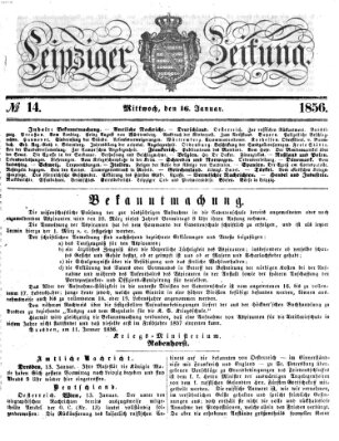 Leipziger Zeitung Mittwoch 16. Januar 1856